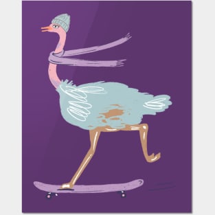 Ostrich Skater Posters and Art